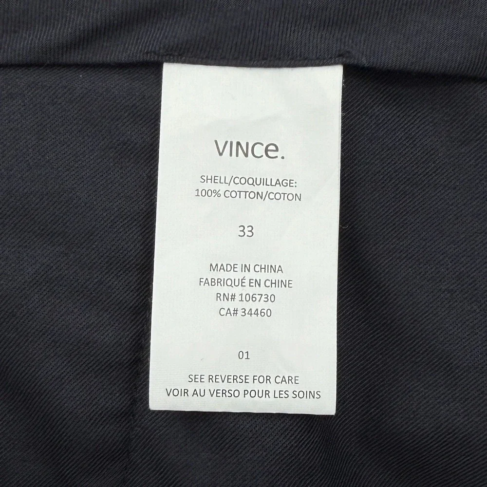 VINCE Tropical Leaf Print Chino Pants Men 33 Burgundy Black Cotton Casual Travel